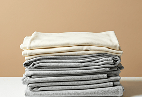 Neat stack of freshly folded clothes